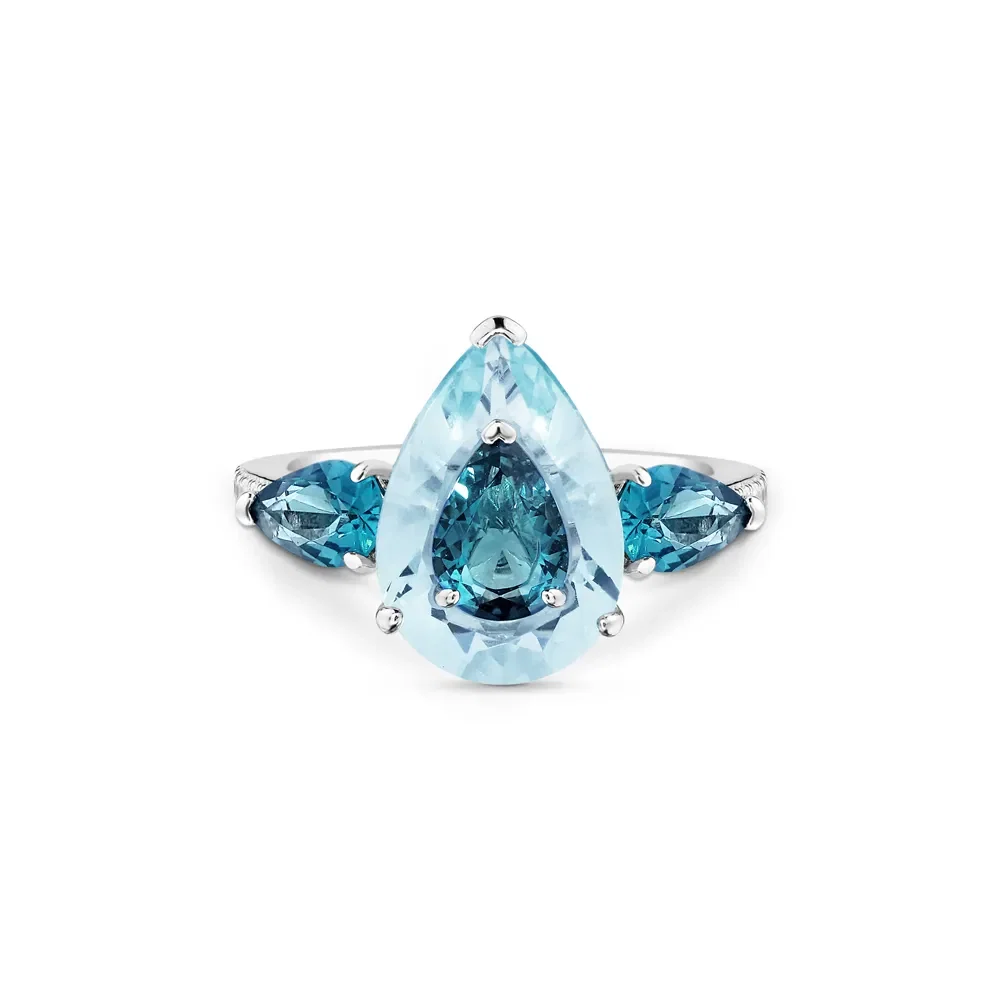 Anel Life Azure em Prata 925 com Pedras Azuis e Incolores