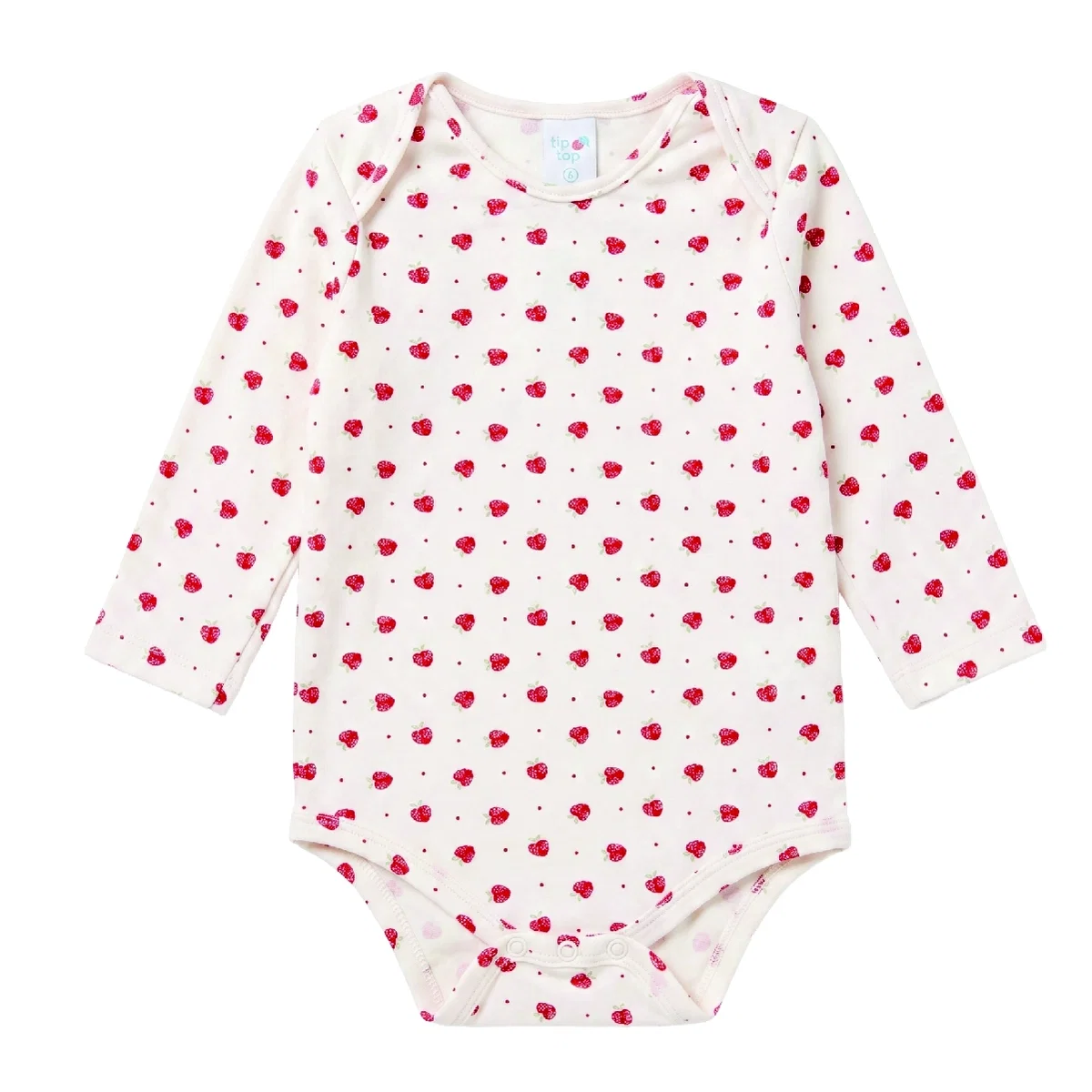Body Manga longa Bebê Morango Malha Peach Skin Tip Top