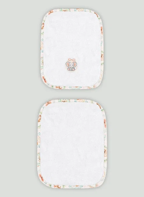 Kit de 2 Toalhas de Boca Comfy em Suedine Atoalhado de Quadros (Branco) Up Baby