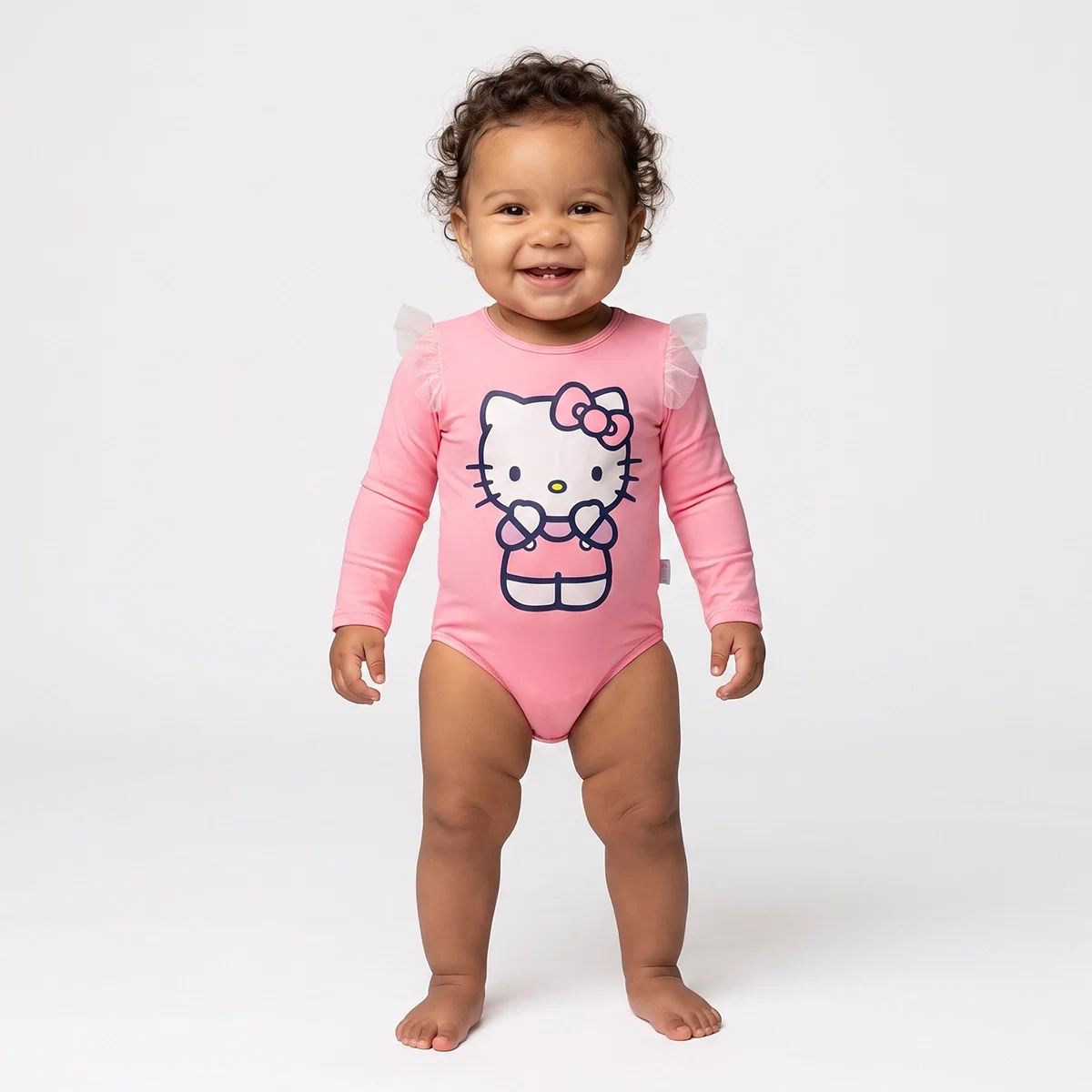 Body Manga Longa Praia Toddler Hello Kitty Lycra Proteção Uv 50+ Tip Top