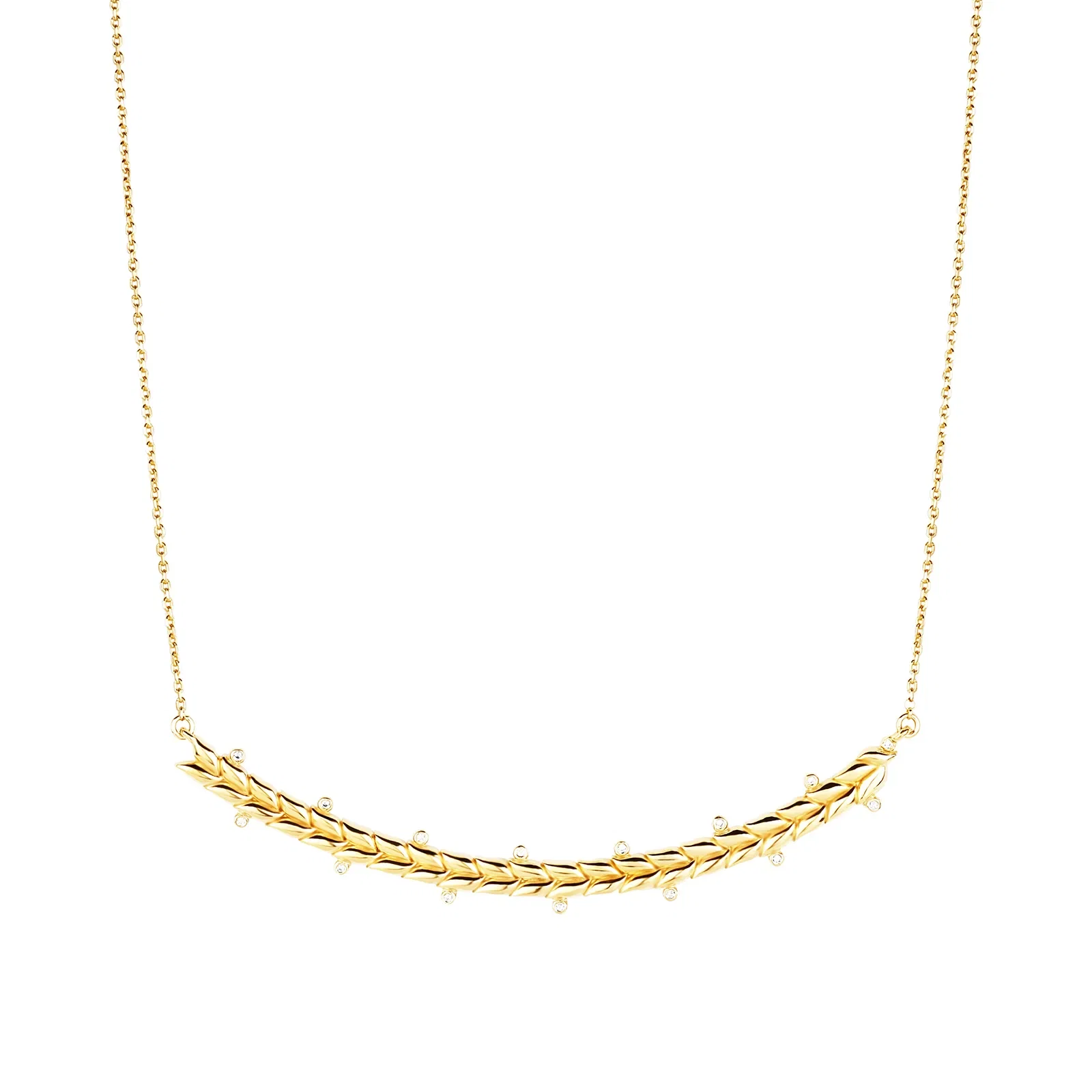 Colar Life Folhas em Prata 925 com Banho de Ouro 18k e Pedras Incolores — imagem 1