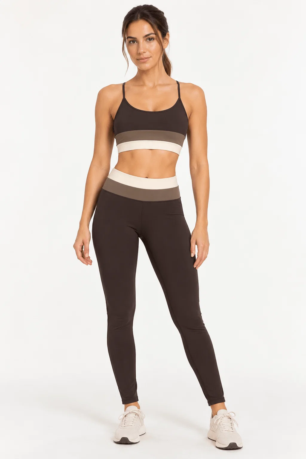 Top Fitness Tricolor - Marrom — imagem 1