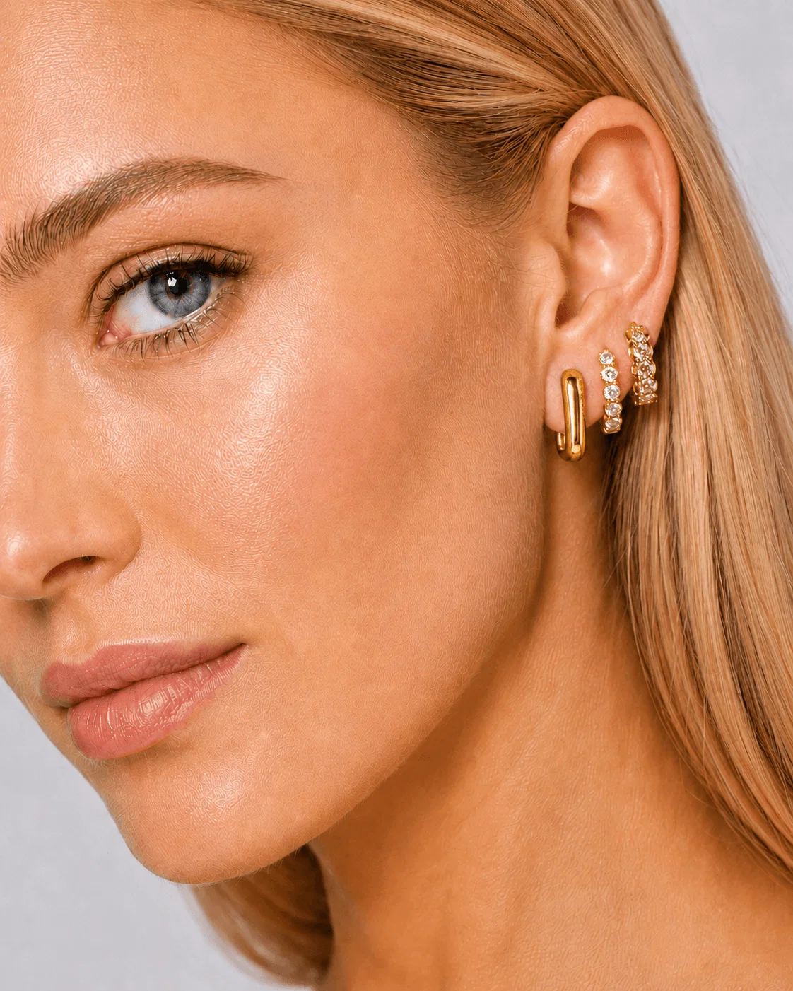 Kit Brinco Argola Mix Strass - Dourado