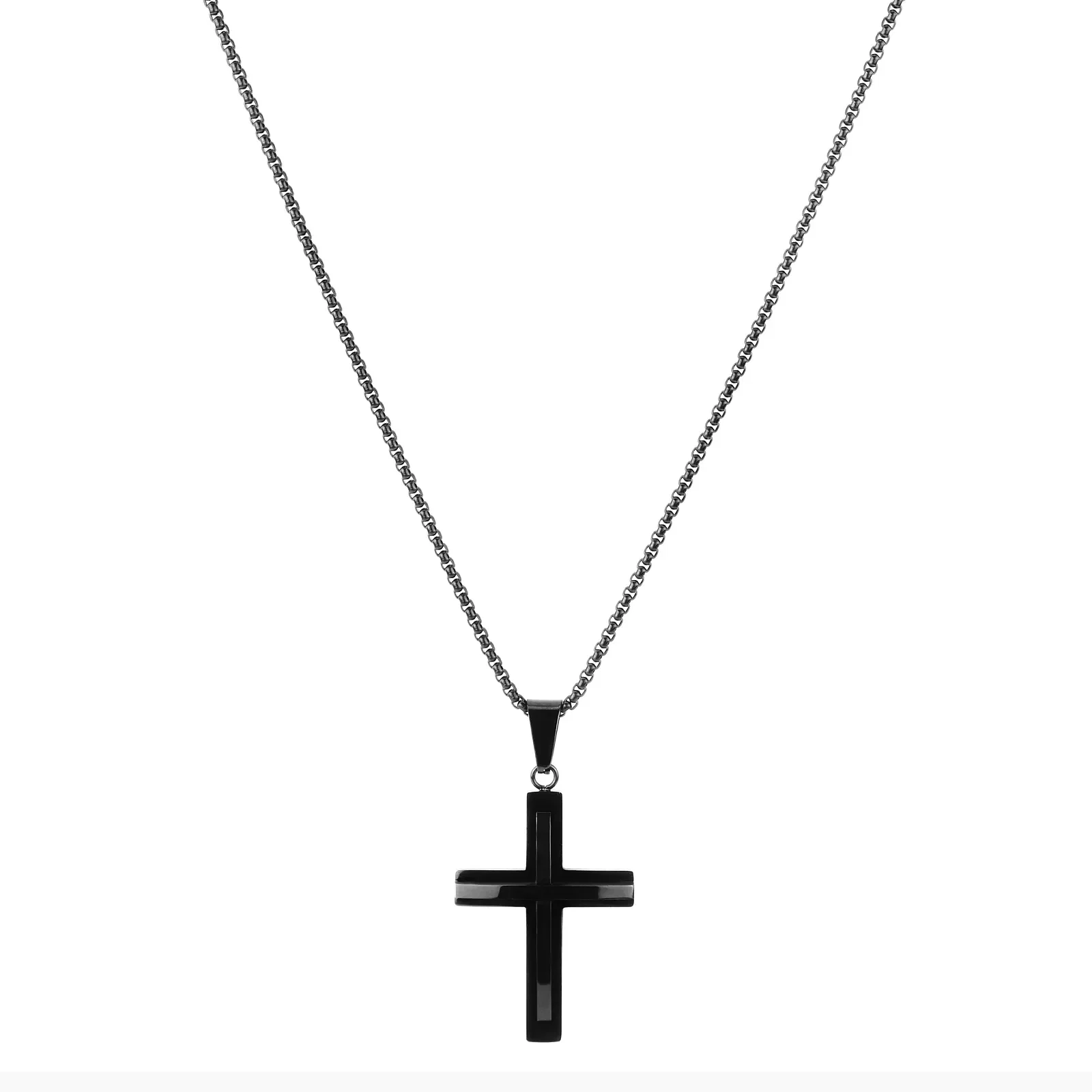 Colar Life Masculino Cruz em Aço, 60cm