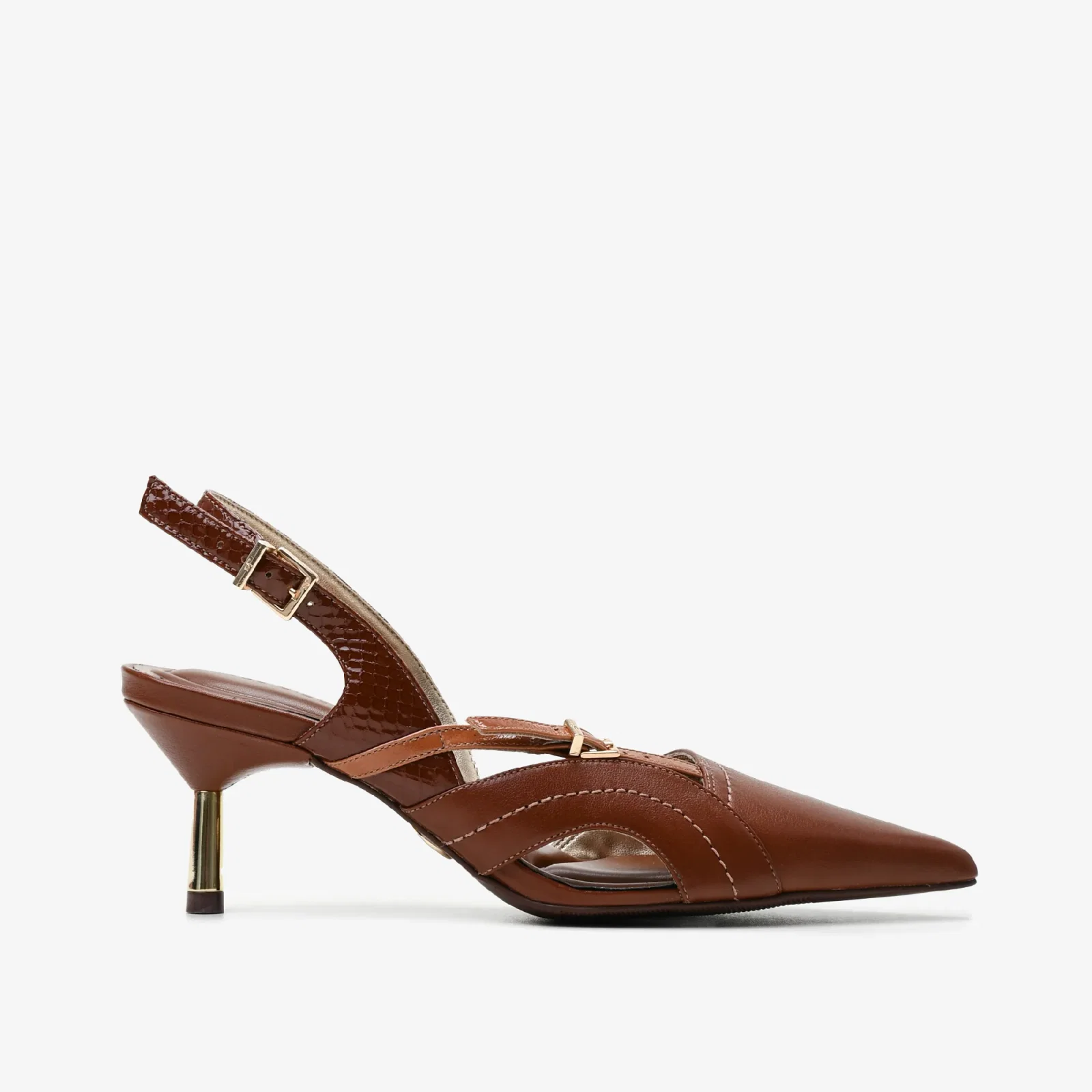 Slingback Marrom Tabaco Couro
