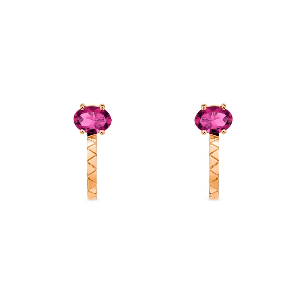 Argola Icona em Ouro Rosé 18k com Rodolitas, 28mm — imagem 1