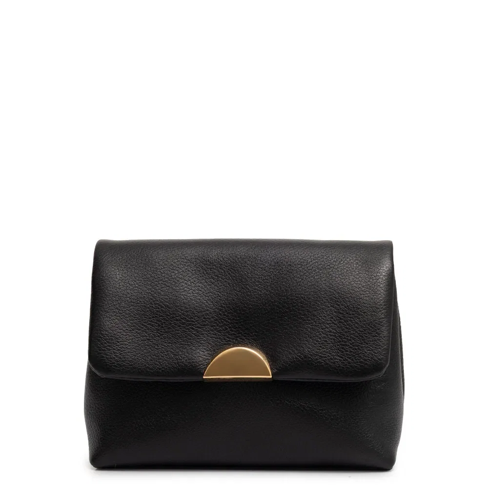 Bolsa Tiracolo Couro Fecho Decorativo Preto — imagem 1