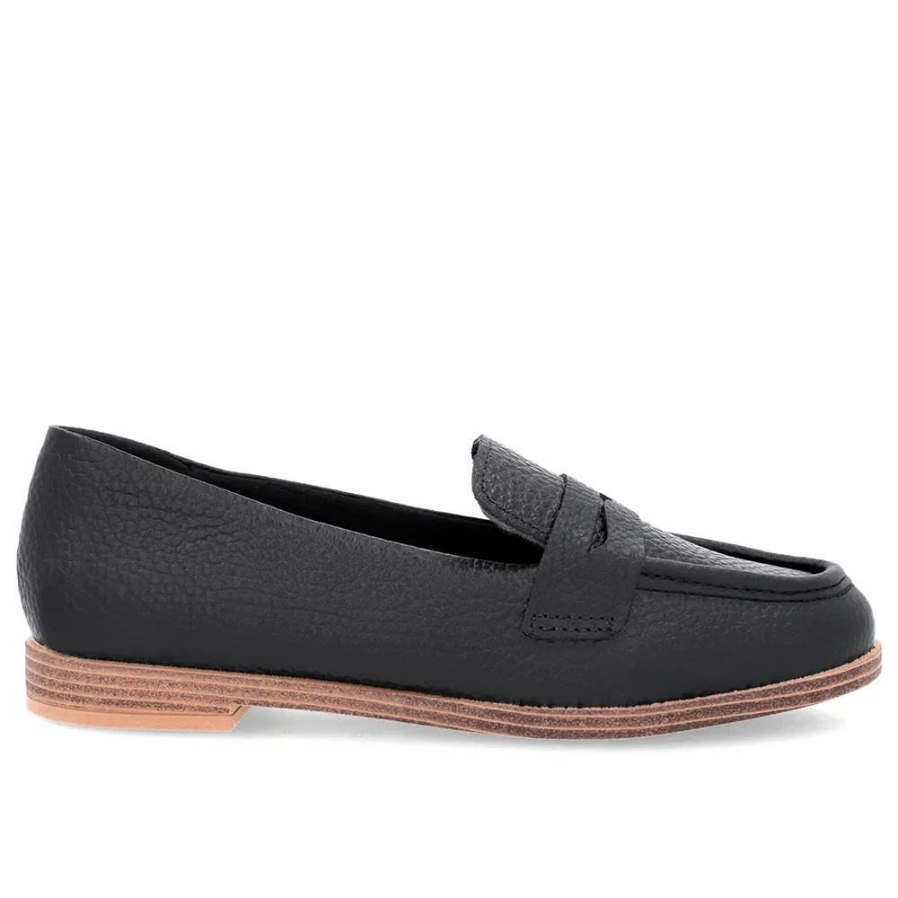 Mocassim Preto Couro Bico Redondo