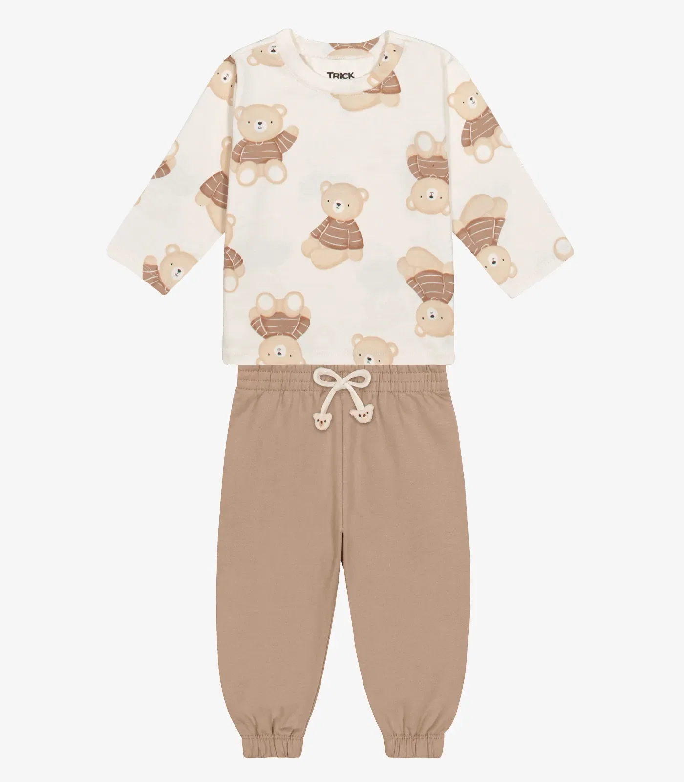 Conjunto Camiseta Com Calça Menino Trick Nick Bege