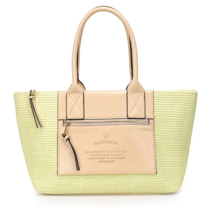Shopping Bag Media Palha Com Logo Baixo Relevo