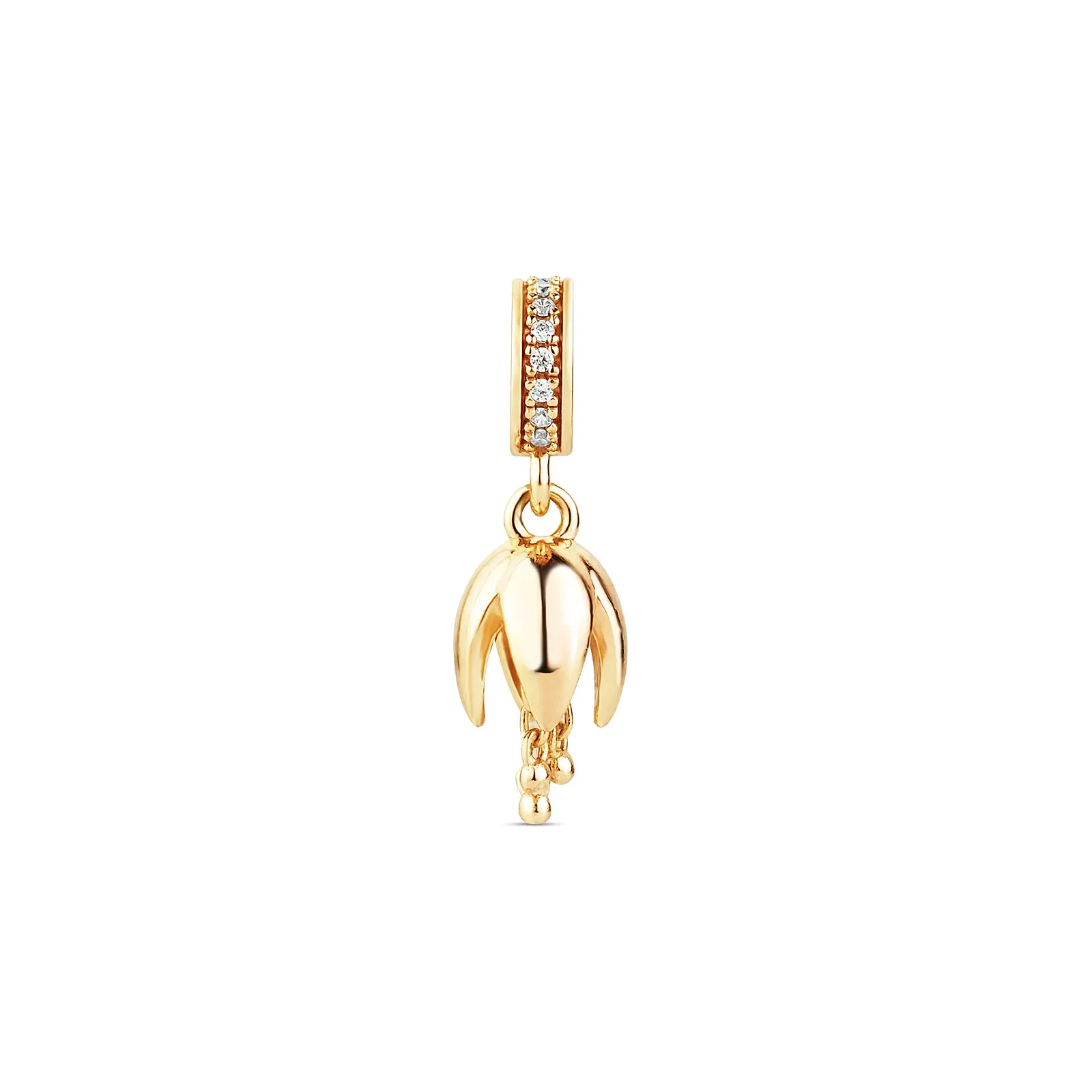 Pingente Life Flor e Plantas em Prata 925 com Banho de Ouro Amarelo 18k e Pedras Incolores — imagem 1
