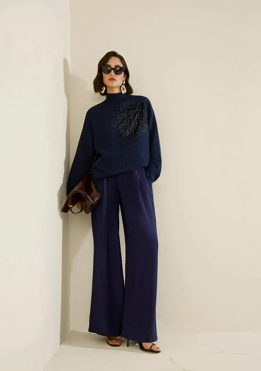 Calça Morena Rosa Pantalona Alta Azul — imagem 1