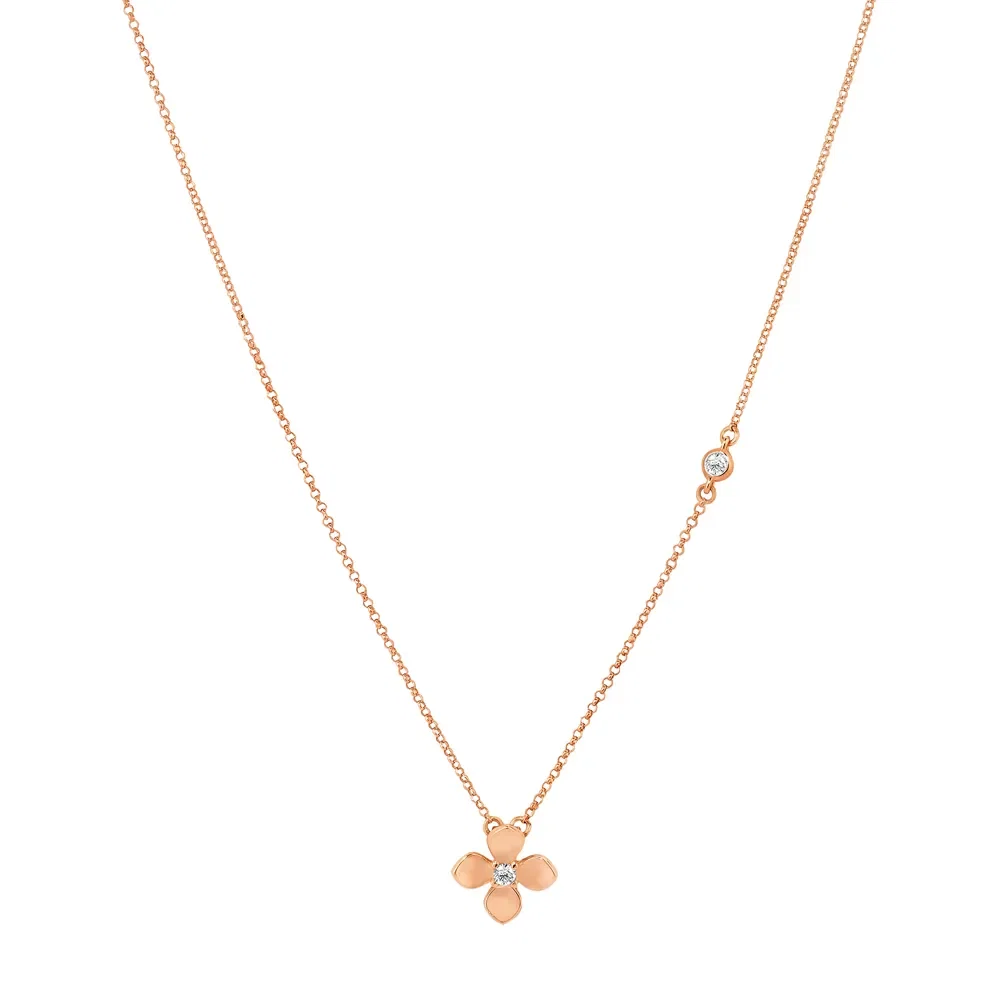 Colar Giardino em Ouro Rosé 18k com Diamantes, 45cm
