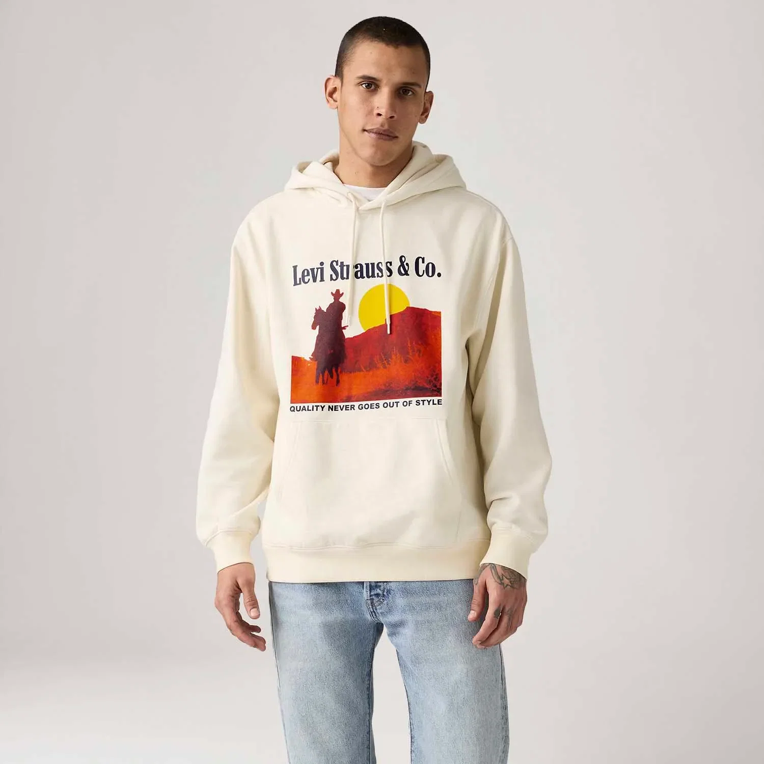 Moletom Levi's® Relaxed Graphic com Capuz Bege