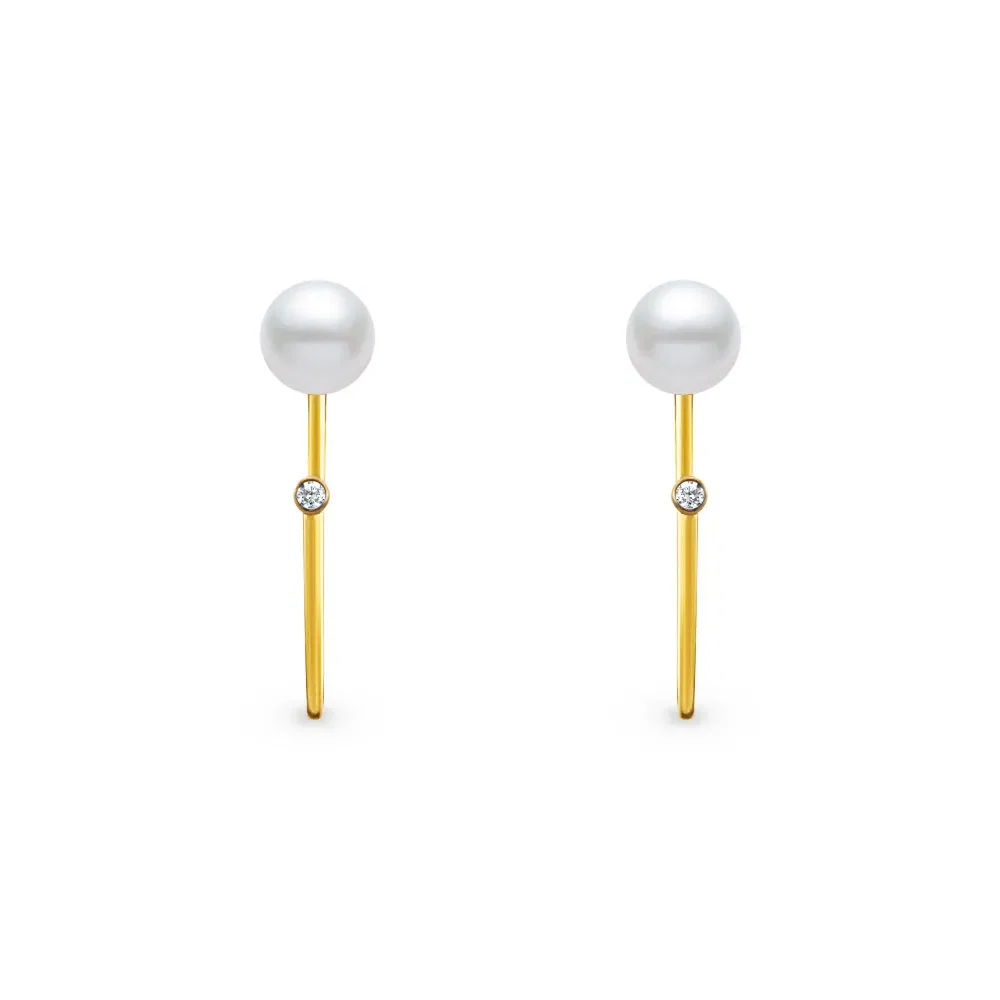 Brinco Una em Ouro Amarelo 18k com Pérola e Diamante — imagem 1