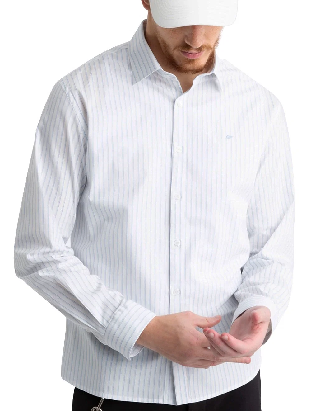 Camisa Ellus Masculina Regular Tricoline Skylight Classic Listrada Branca