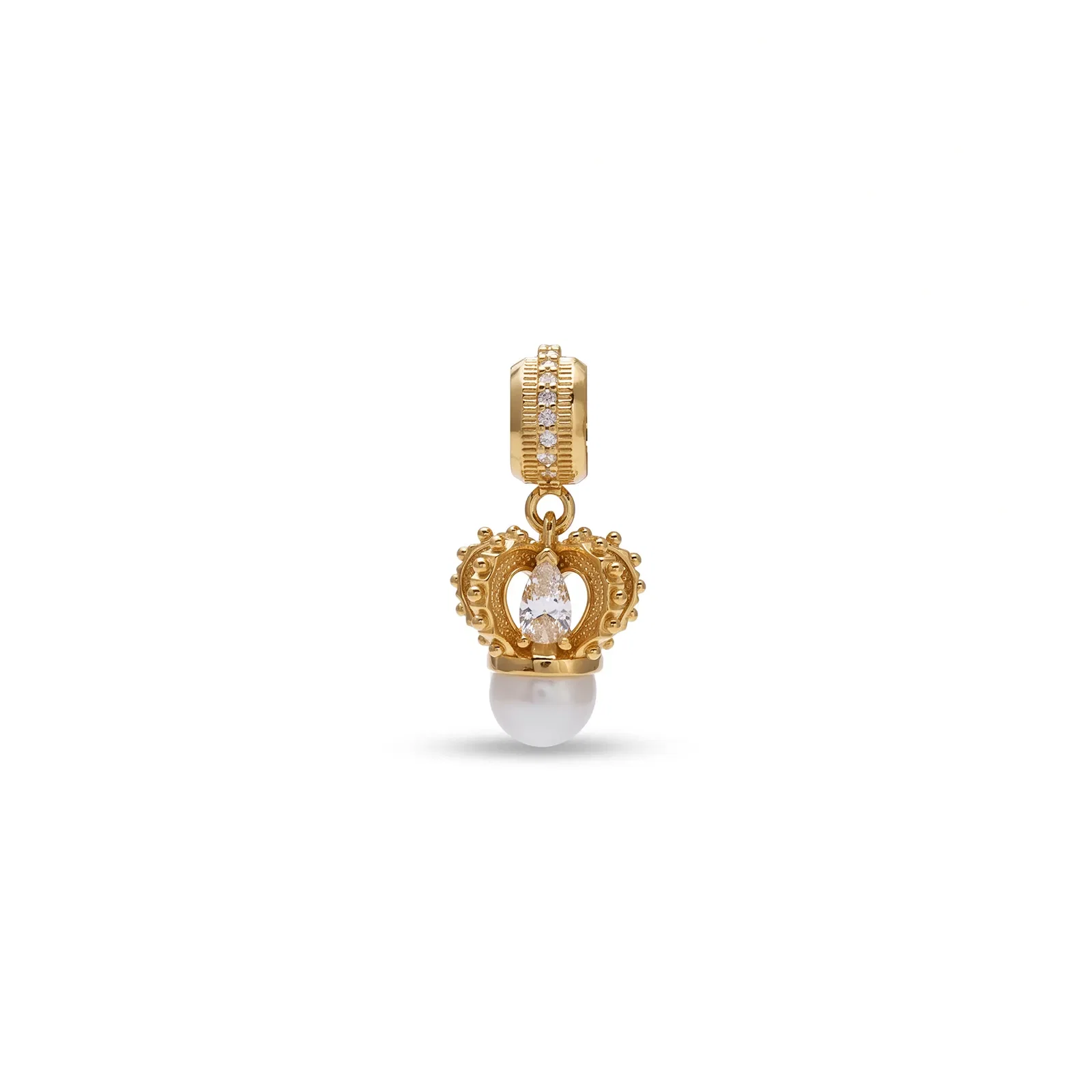 Pingente Life Coroa em Prata 925 com Banho de Ouro 18k, Pérola e Zircônia Incolor — imagem 1