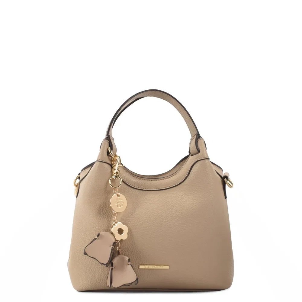 Bolsa Pequena Chaveiro Flor Bege