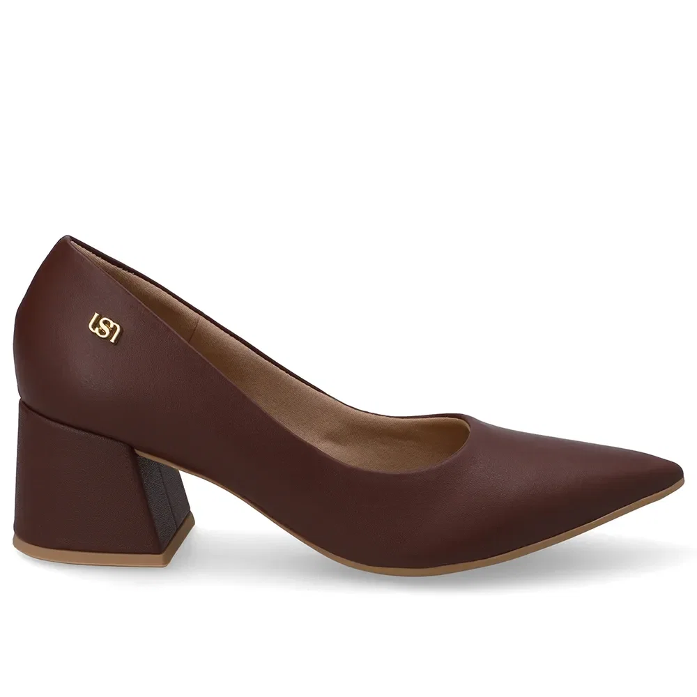 Scarpin Vermelho Bico Fino Couro — imagem 1