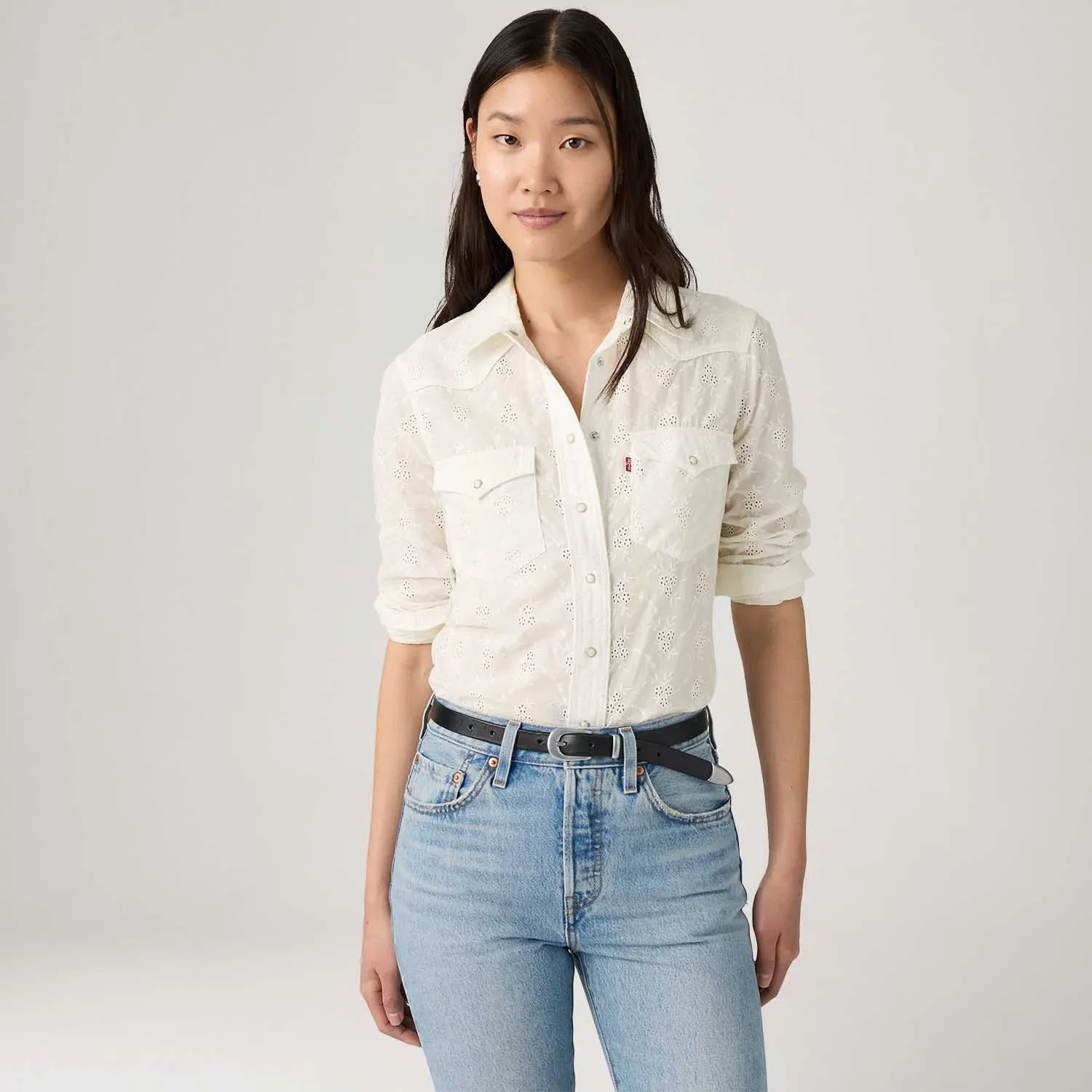 Camisa Levi's® Heritage Western Eyelet Branca Manga Longa — imagem 1