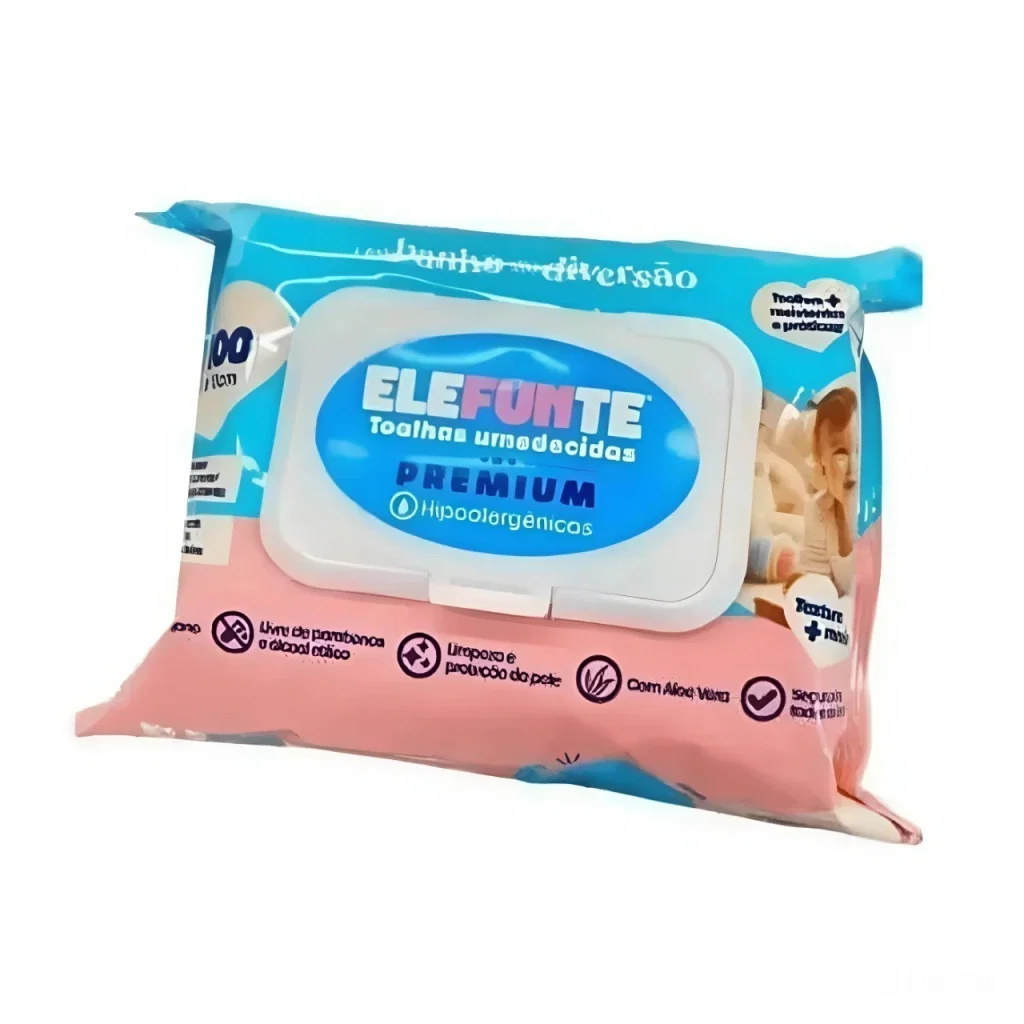 Toalhas Umedecidas Elefunte Premium 100 Unidades