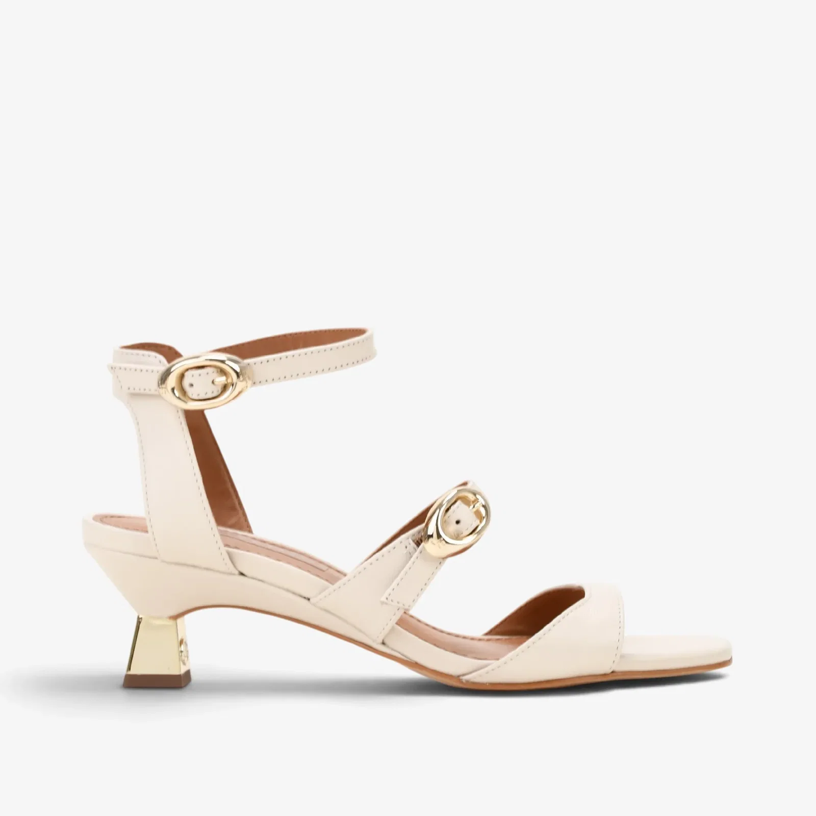 Sandália Off White Algodão Couro