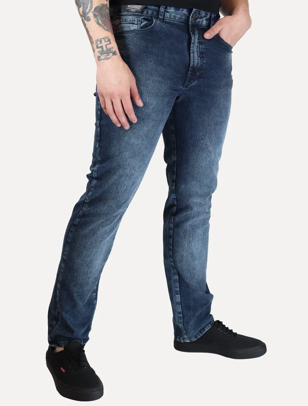 Calça Ellus Jeans Masculina Slim Sprouting LY IV Metal Zetex Azul Médio