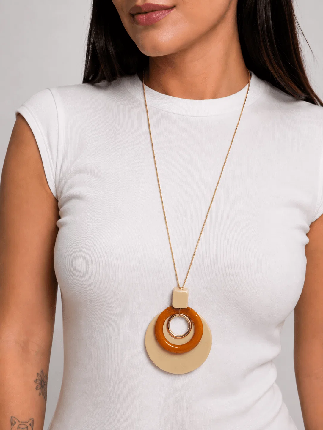 Colar Longo Cubo Elo Vazado - Dourado