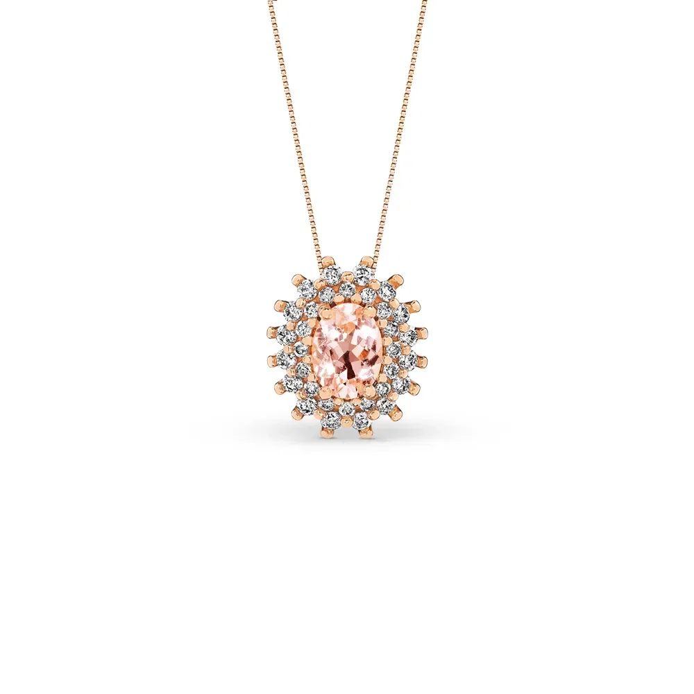Pingente Clássicos em Ouro Rosé 18k com Morganita e Diamantes, 13mm — imagem 1