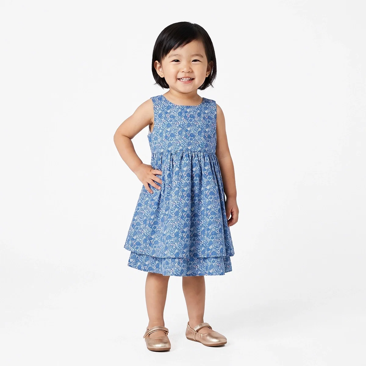 Vestido Manga Regata Toddler Floral Paris Tricoline Estampado Tip Top