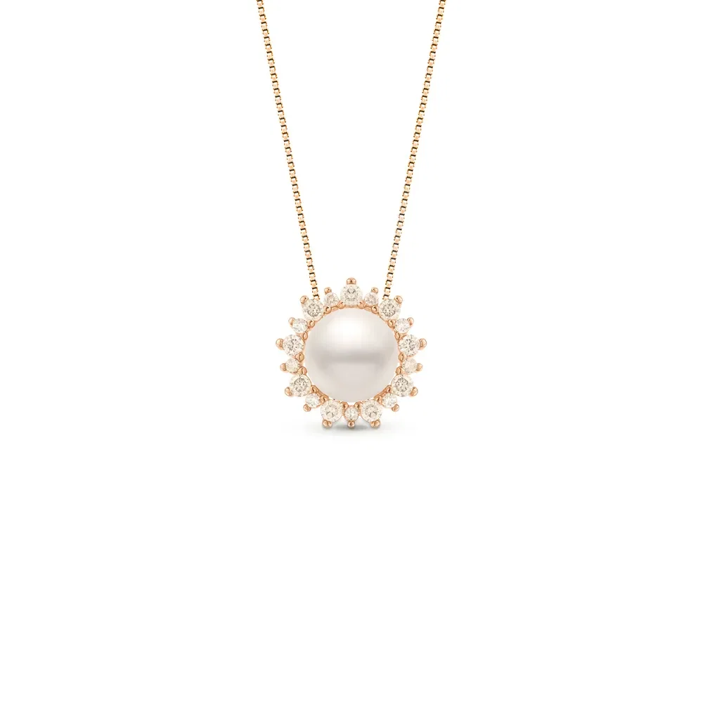 Pingente Paris em Ouro Rosé 18k com Pérola e Diamantes, 11mm — imagem 1