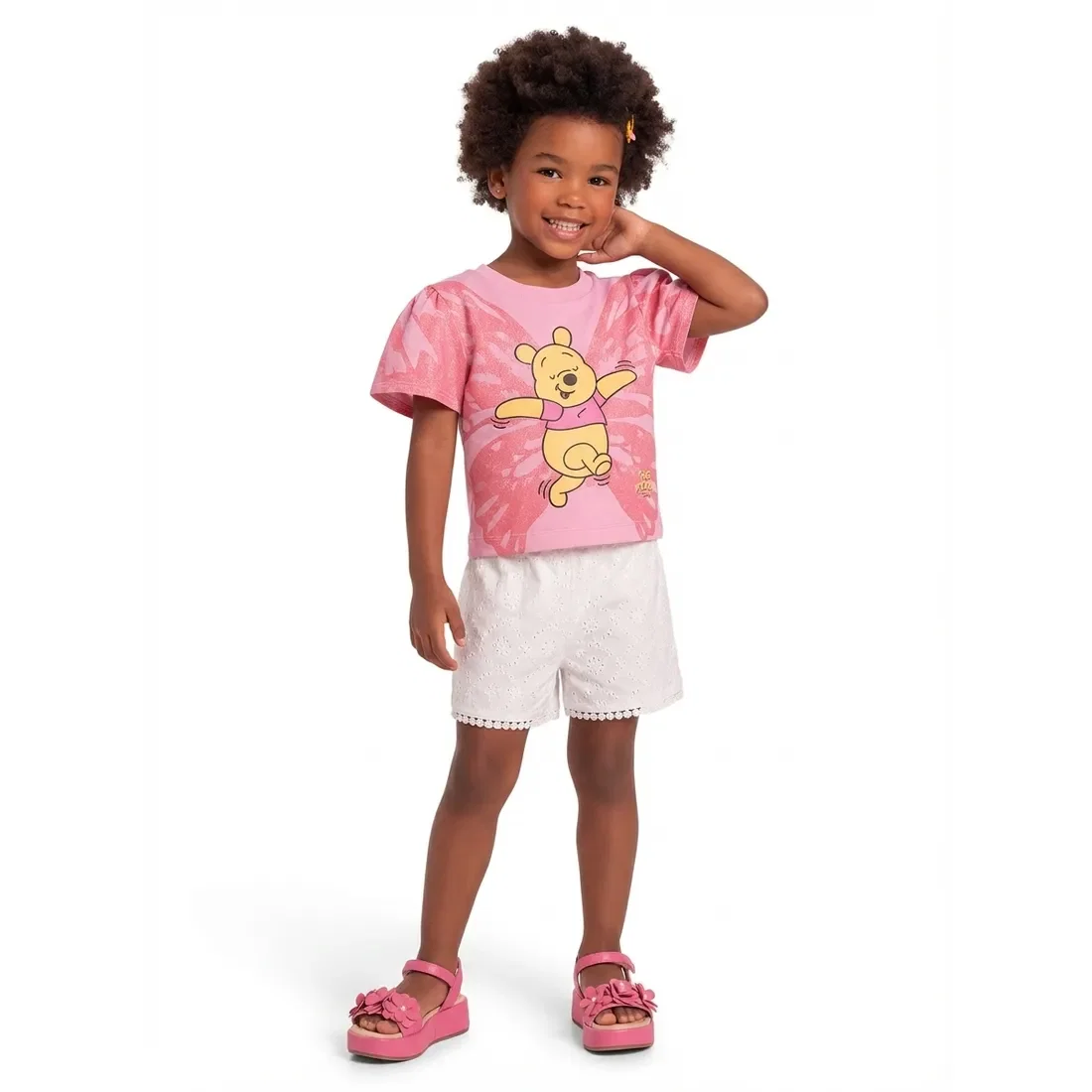 Blusa em meia malha ursinho pooh