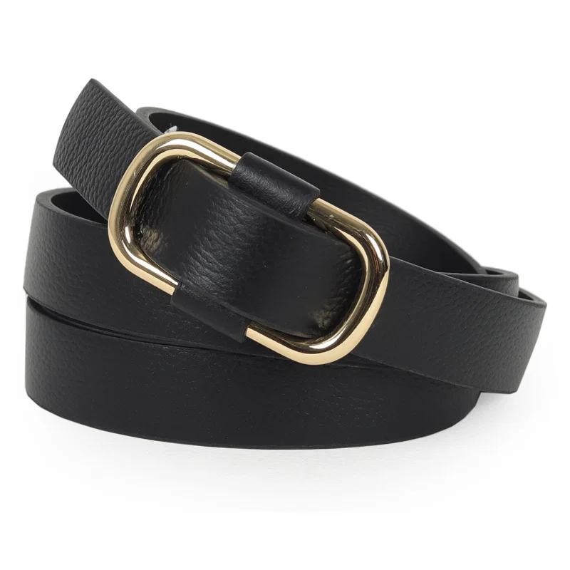 Cinto Feminino Couro Fivela Oval 2cm