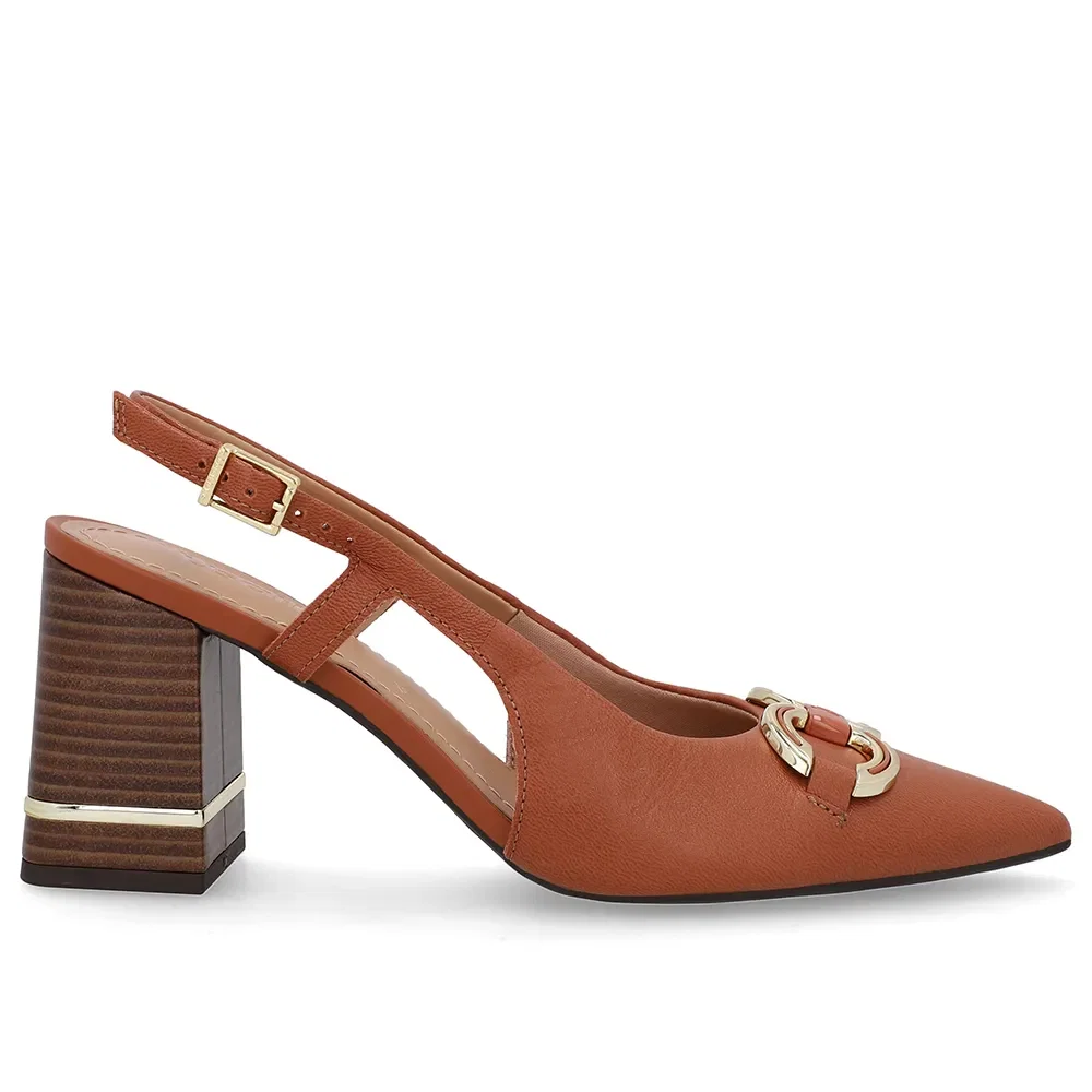 Slingback Marrom Detalhe Salto Couro