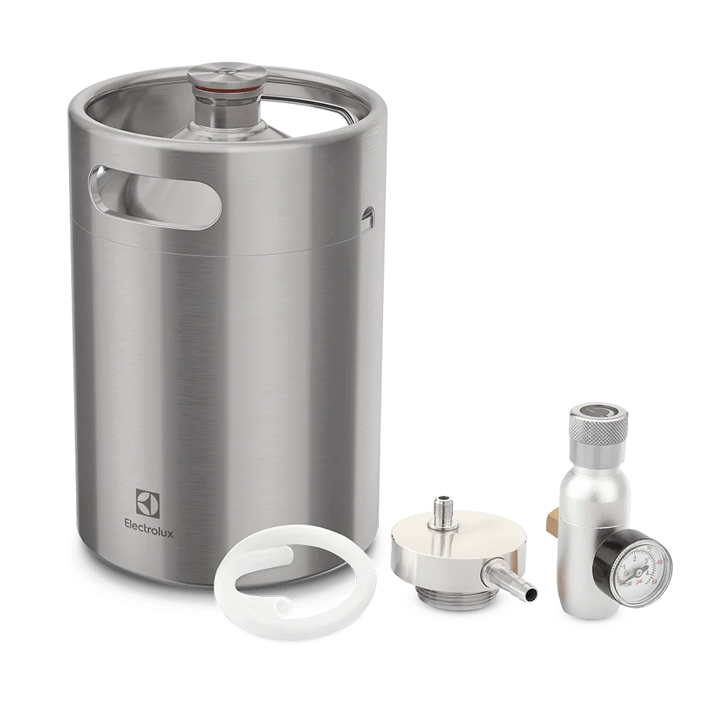 Barril de Chopp Electrolux Mini Keg 5L Inox com conectores para Torre de Chopp