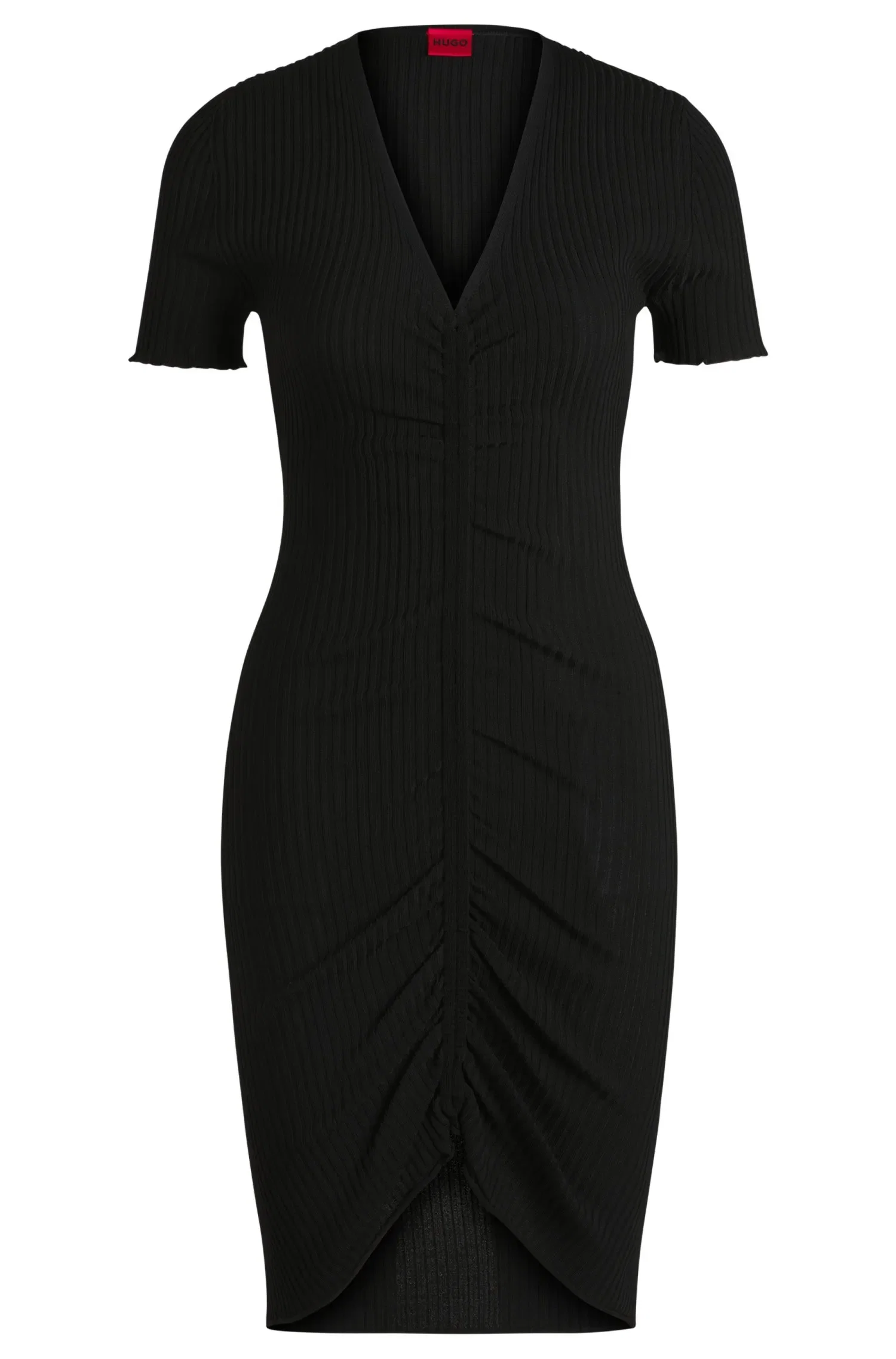 Vestido De Gola Em V Com Frente Com Pregas — imagem 1