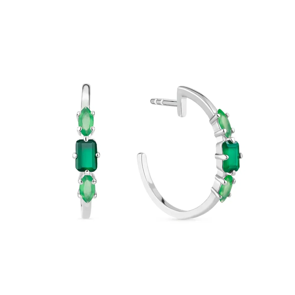Brinco Life Nature em Prata 925 com Ágata Verde e Calcedônia — imagem 1