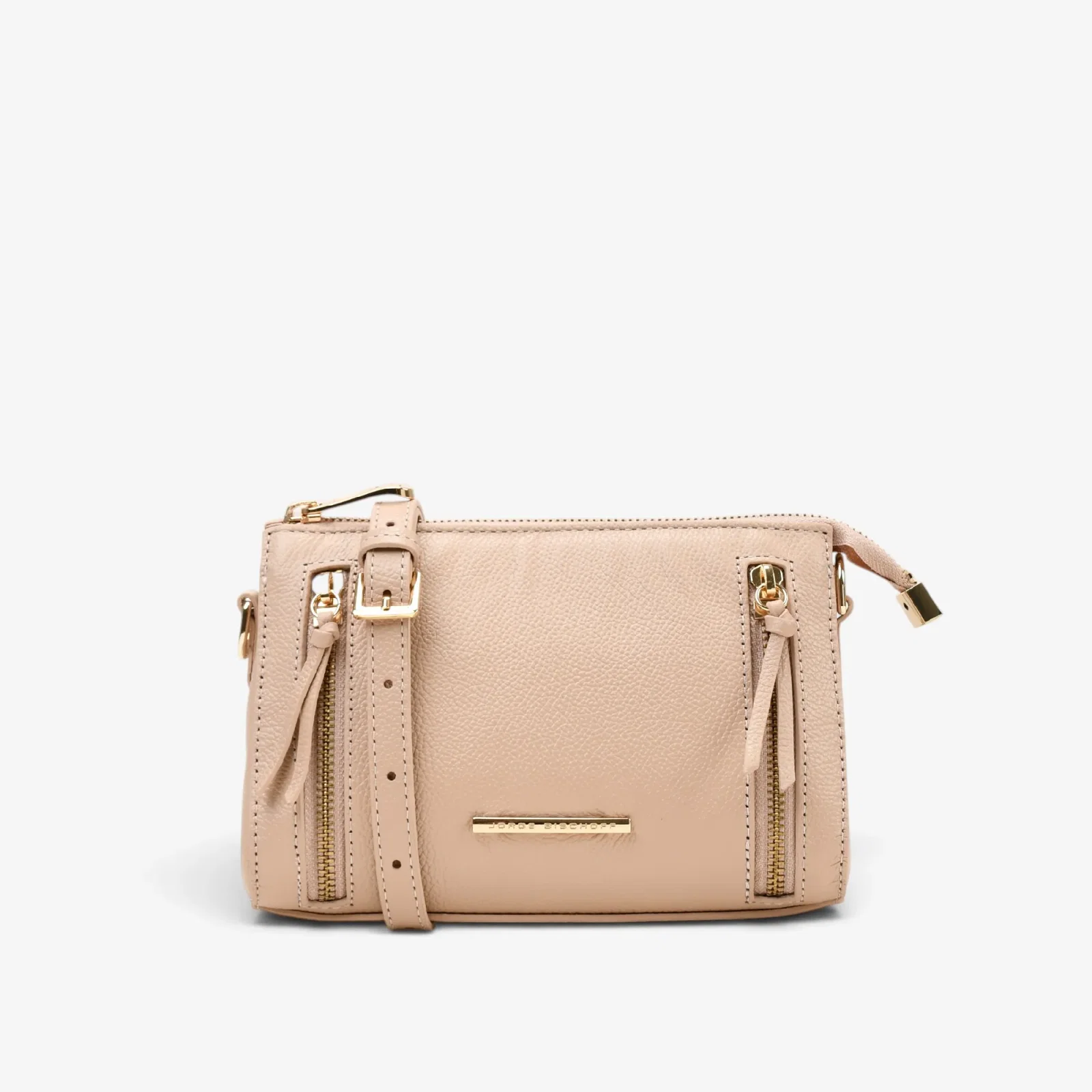 Bolsa Transversal Nude Areia Couro
