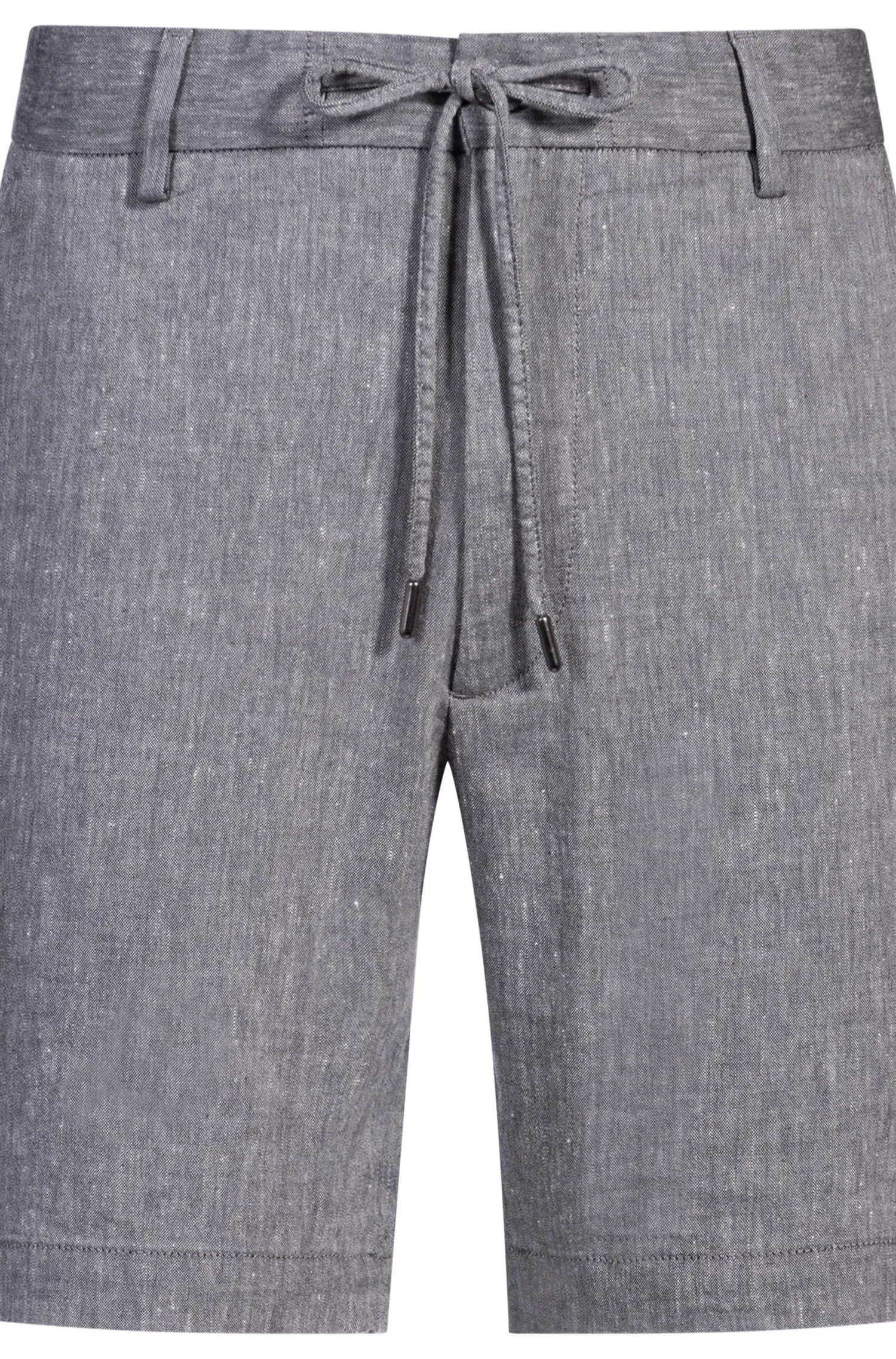 Shorts Regular Fit Em Mistura De Linho Com Cordão — imagem 1