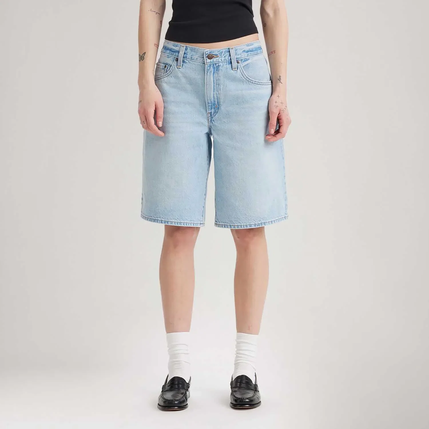 Bermuda Jort Jeans Levi's® Baggy Dad Lavagem Clara