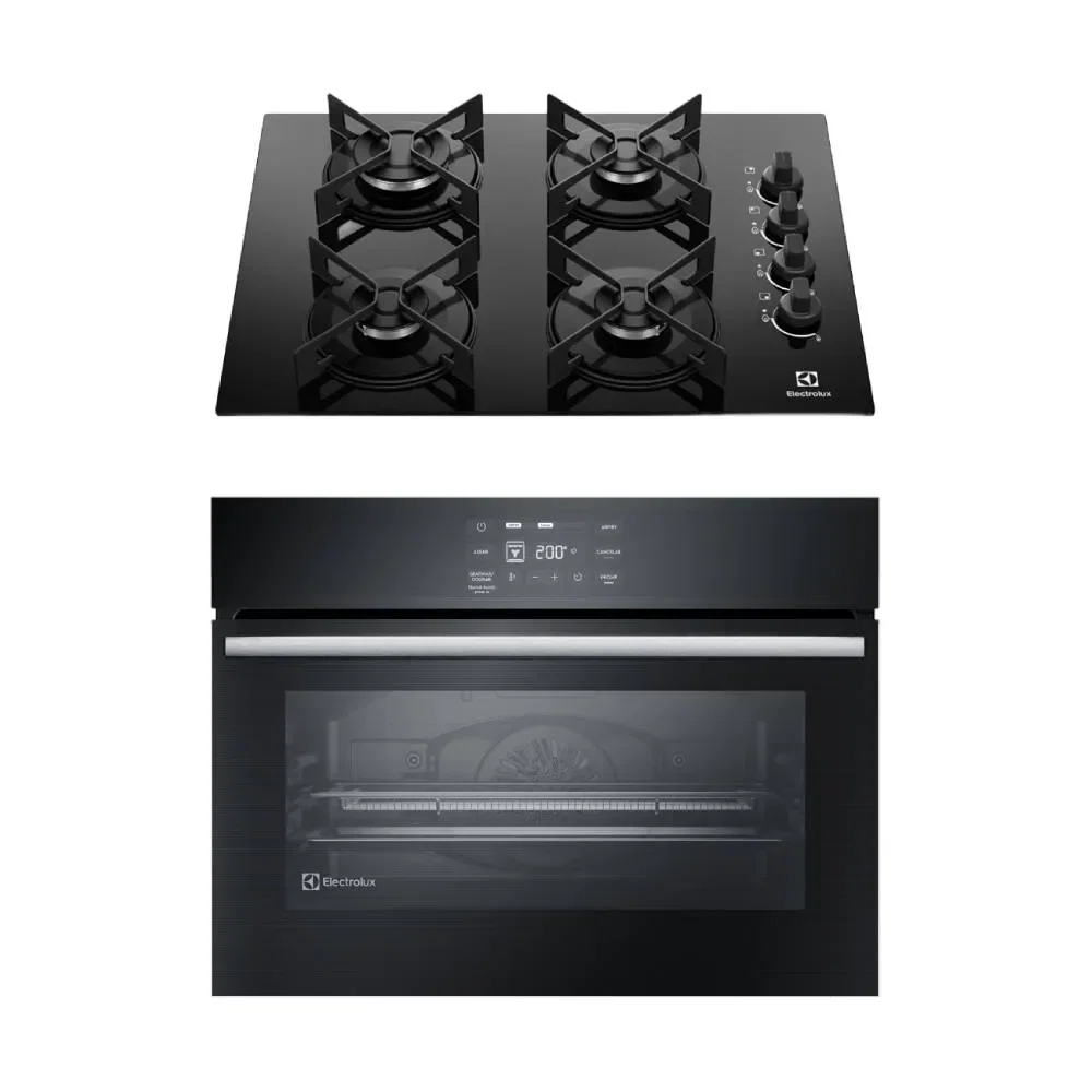 Kit Cooktop 4 Bocas a Gás Efficient (KE4GR) + Forno de Embutir Elétrico 50L Experience (OE5EA) Electrolux — imagem 1