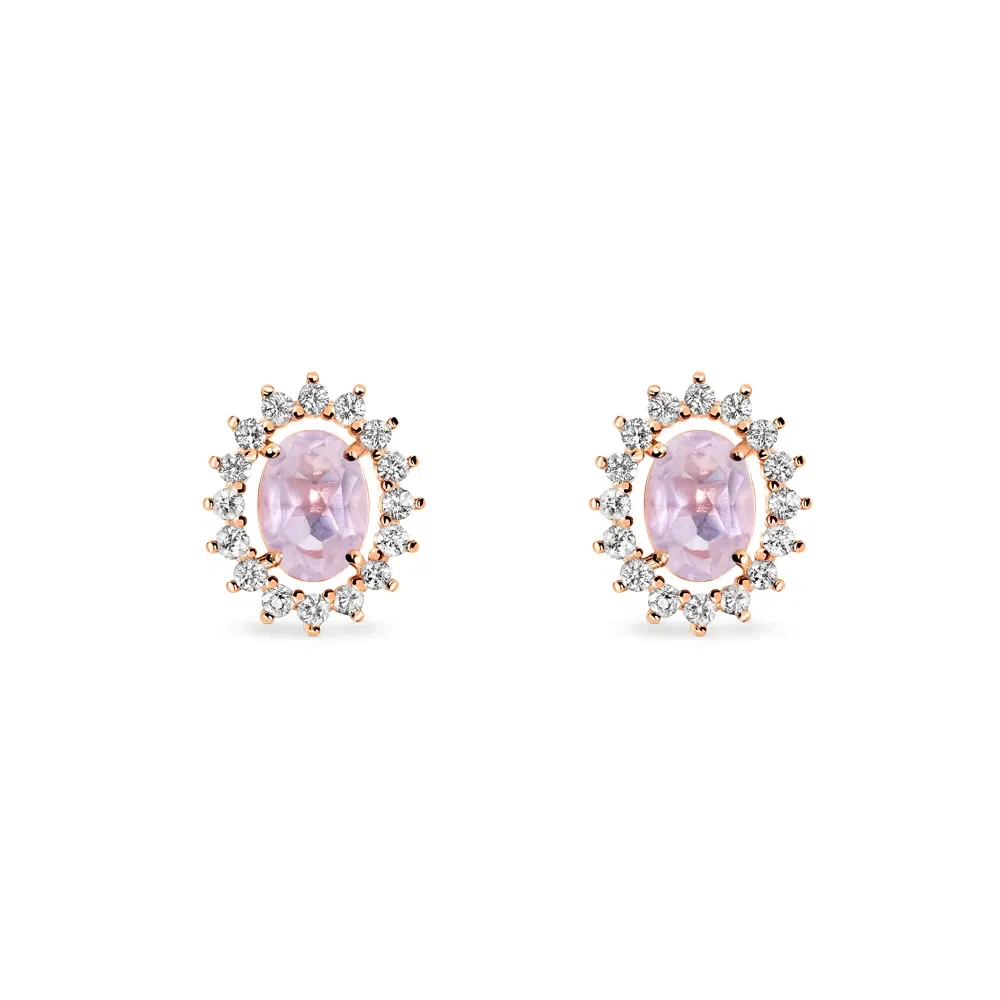 Brinco Kate em Ouro Rosé 18k com Quartzo Rosa e Safiras Incolores — imagem 1