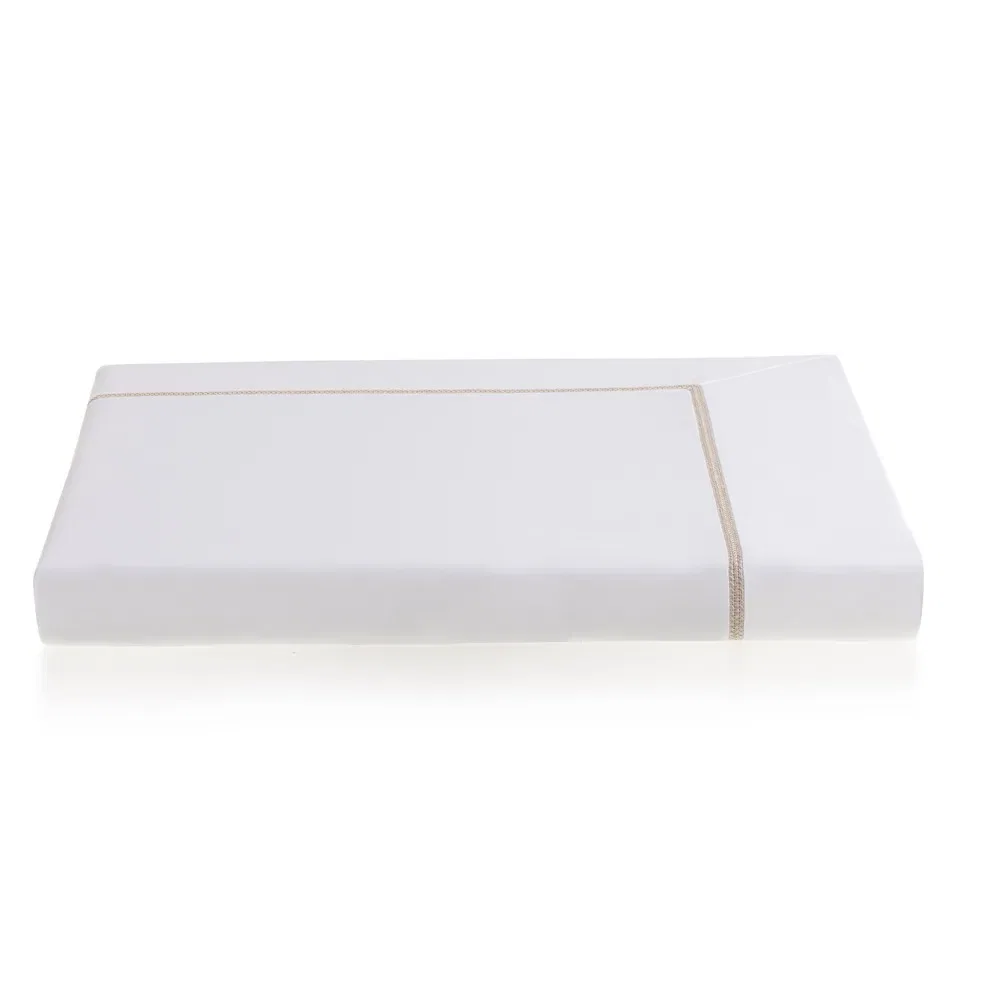 Capa de Duvet 300 Fios Cetim Finestra Branco / Nocciola