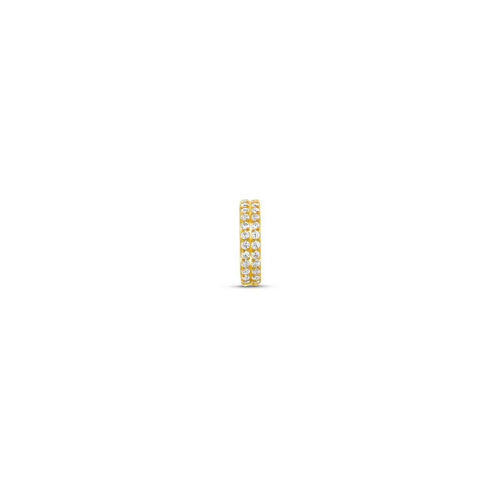 Piercing Life Argola Dupla Aço Dourado Cravejado, 27 mm