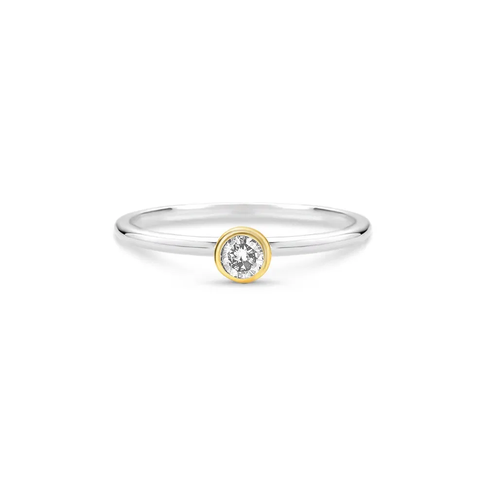 Anel Solitário Classic em Ouro Amarelo e Ouro Branco 18k com Diamante 0,14 ct — imagem 1