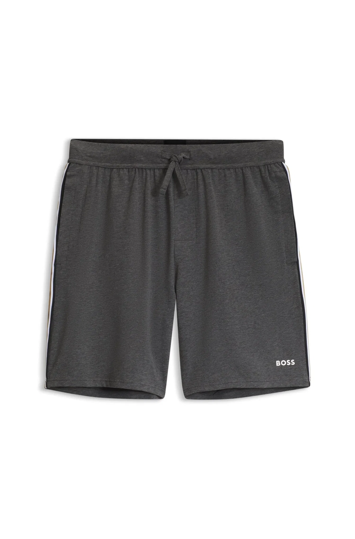 Shorts De Pijama Em Algodão Stretch Com Listras Laterais