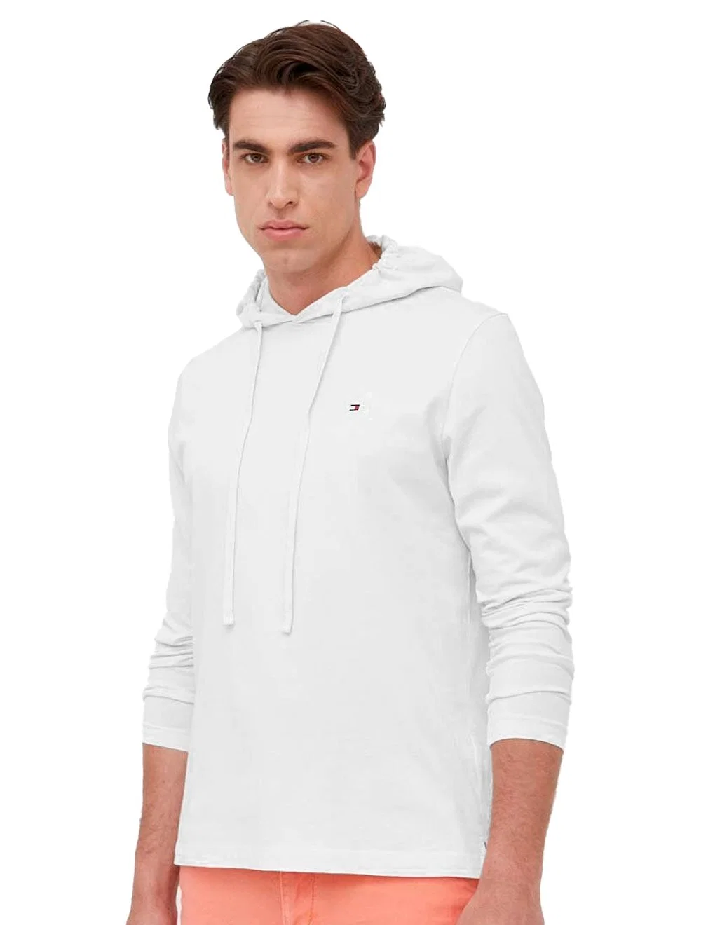 Camiseta Tommy Hilfiger Masculina Manga Longa Hooded Branca