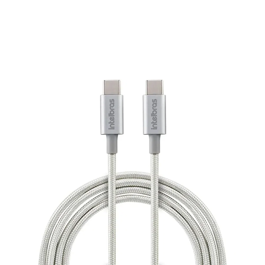 Cabo USB-C para USB-C de 1,5m em Nylon Branco EUCC 15NB Intelbras — imagem 1