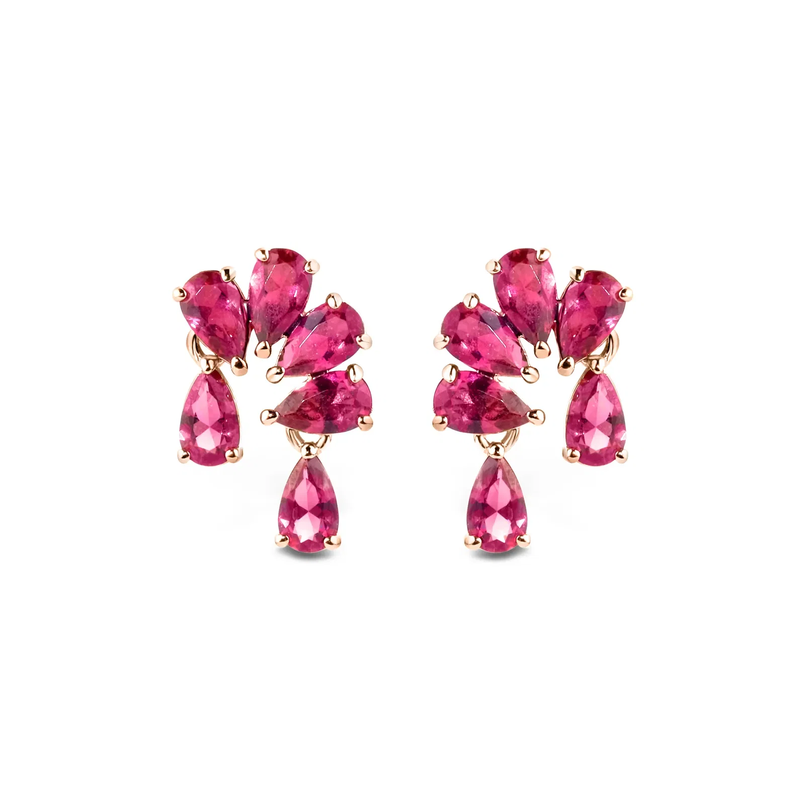 Brinco Life Velvet em Liga Rosé com Banho de Ouro Rosé 18k e Pedras Vinho