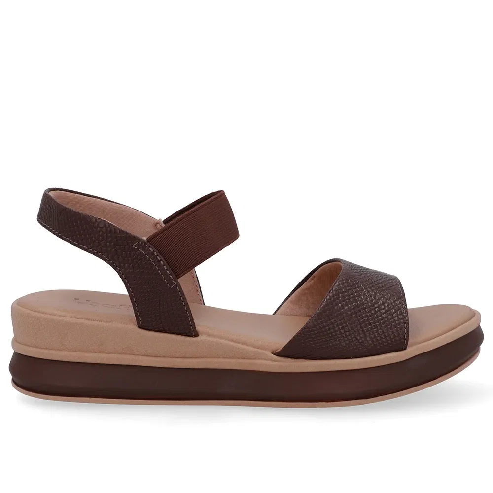 Sandália Salto Plataforma Couro Snake Marrom — imagem 1